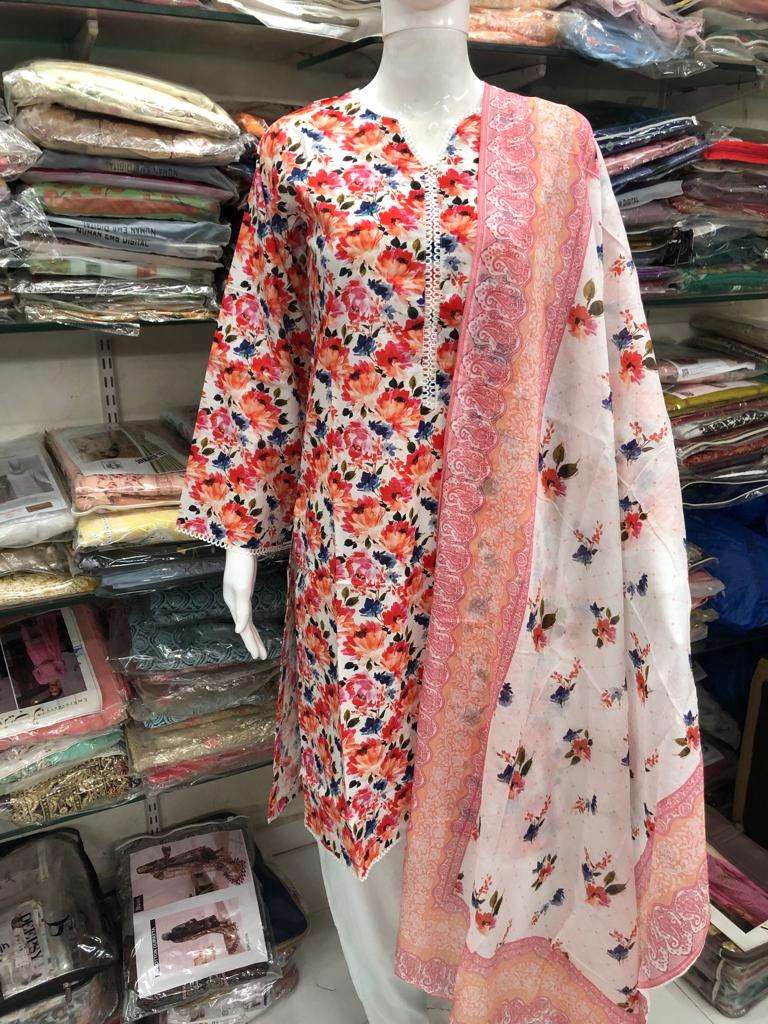 Cotton Printed Stitched 3 Piece Suit by Bin Saeed
